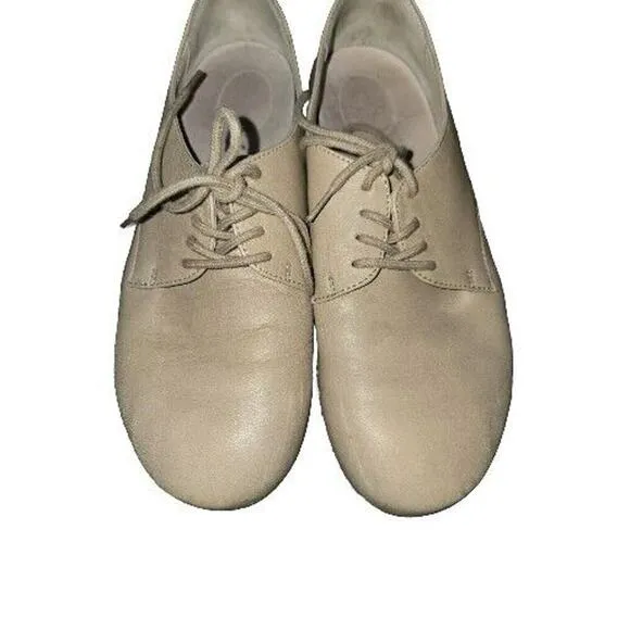 Birkenstock Women Size 7 Beige Lace Up Round Toe Flat Leather