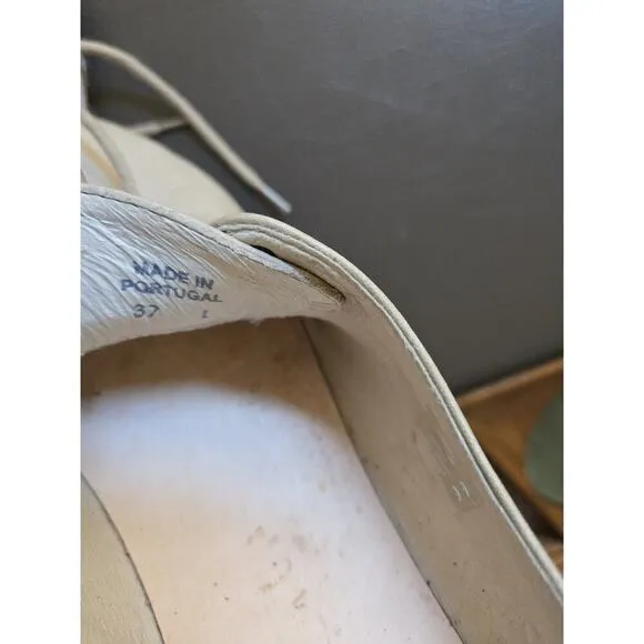 Birkenstock Women Size 7 Beige Lace Up Round Toe Flat Leather