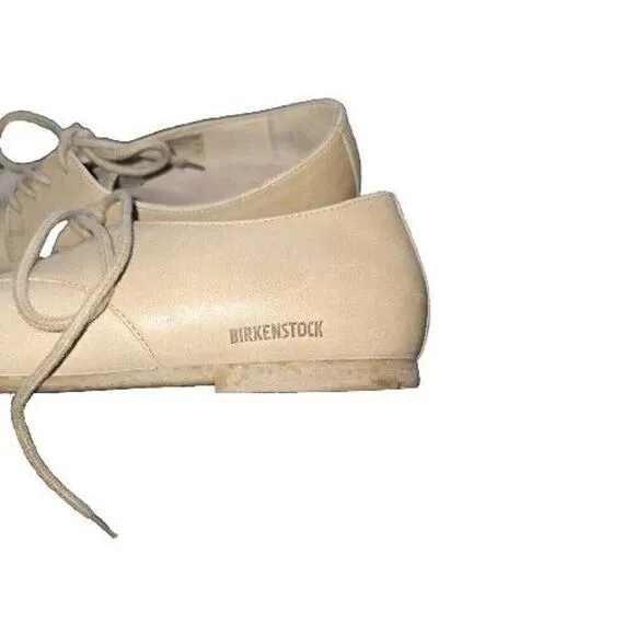 Birkenstock Women Size 7 Beige Lace Up Round Toe Flat Leather