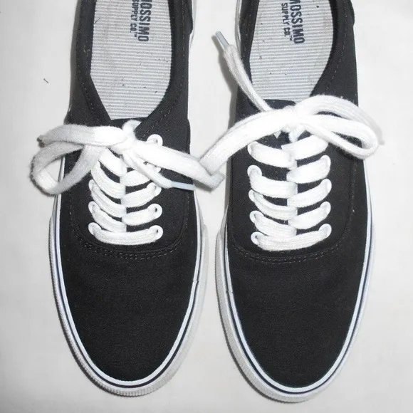 Black Canvas Lace-Up Tennis Shoes