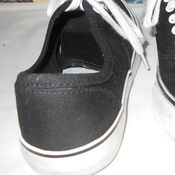Black Canvas Lace-Up Tennis Shoes