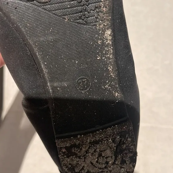 Black leather ballerina flats women size 37
