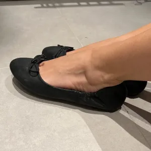 Black leather ballerina flats women size 37