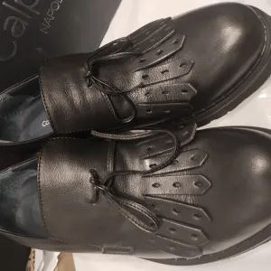 Black Leather Moccasins with Smooth Finish
