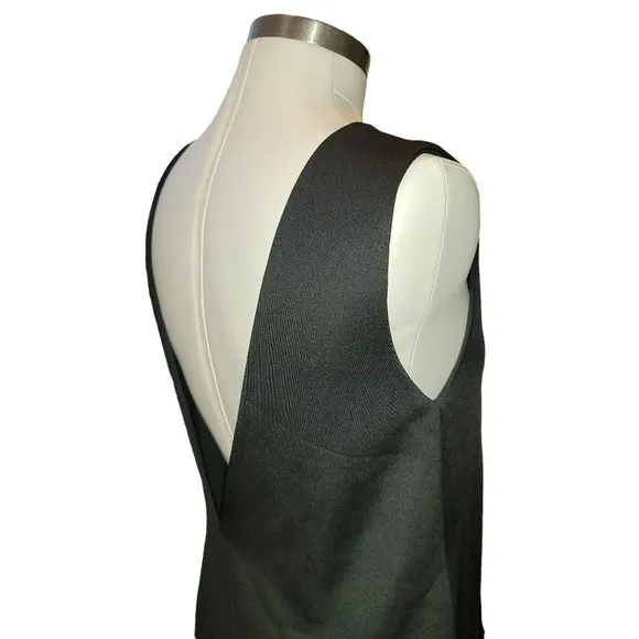 Black Mini Dress Deep V Scalloped Ruffled Edge Size 12 Jj3397