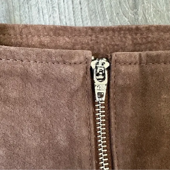 Blank NYC 100% Leather Skirt - Size 31 - Tan with Zipper Details - NWT
