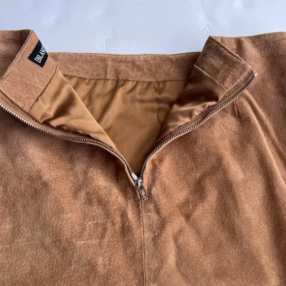 BLANKNYC Light brown suede leather buckle detail front slit miniskirt size 30