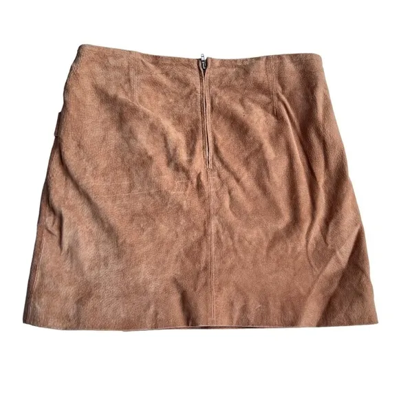 BLANKNYC Light brown suede leather buckle detail front slit miniskirt size 30