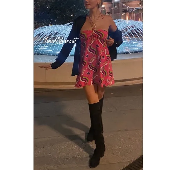 BLOGGER'S FAVE! Zara Pink Geometric Print Mini Dress Sz XS NWT