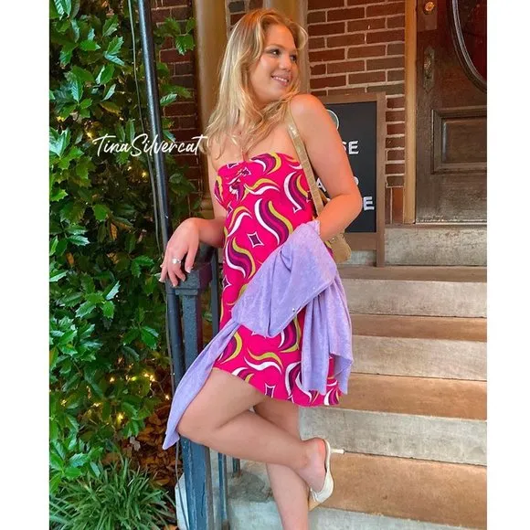 BLOGGER'S FAVE! Zara Pink Geometric Print Mini Dress Sz XS NWT