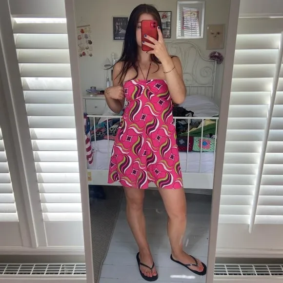 BLOGGER'S FAVE! Zara Pink Geometric Print Mini Dress Sz XS NWT