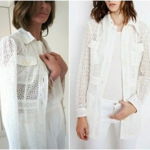 BLOGGER'S FAVE! Zara White Embroidered Jacket Sz S NWT