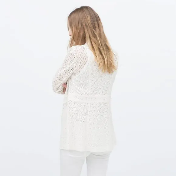 BLOGGER'S FAVE! Zara White Embroidered Jacket Sz S NWT