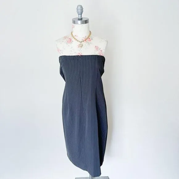 BMoss stretch black striped vintage strapless dress and blazer‎ set size 14