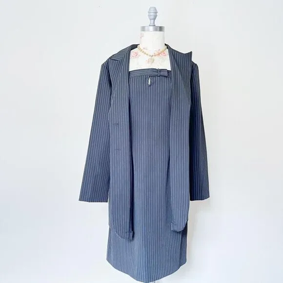 BMoss stretch black striped vintage strapless dress and blazer‎ set size 14