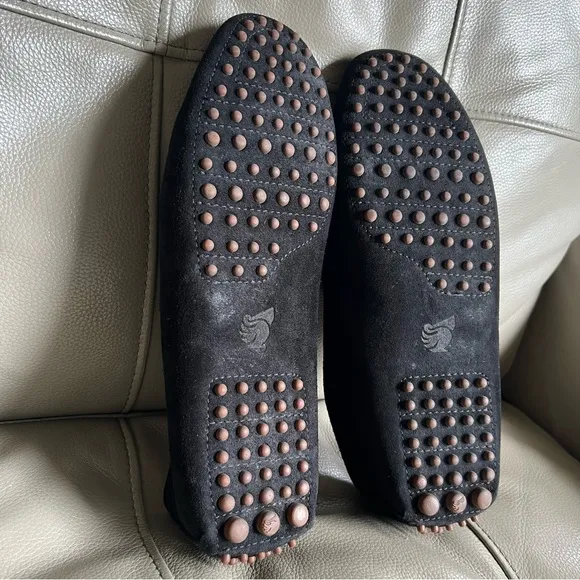 Bobbies Paris Lewis Black Italian Suede Loafers Sz 46 US 12 Driving Shoes Soft