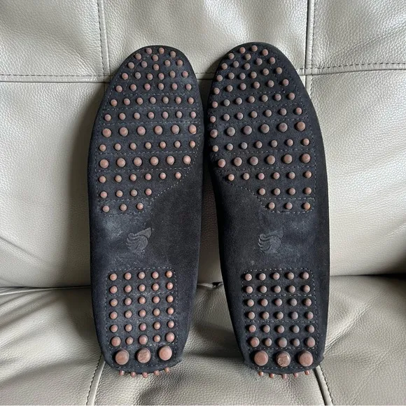 Bobbies Paris Lewis Black Italian Suede Loafers Sz 46 US 12 Driving Shoes Soft