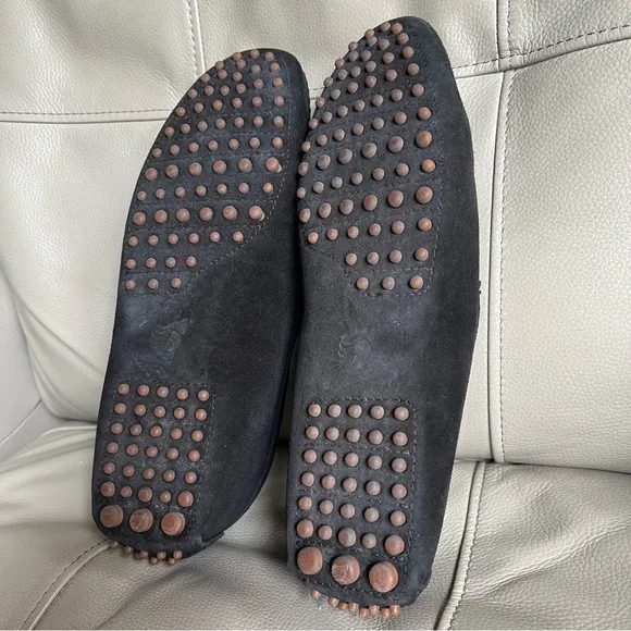 Bobbies Paris Lewis Black Italian Suede Loafers Sz 46 US 12 Driving Shoes Soft