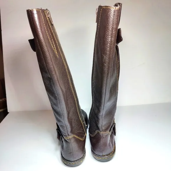BOC Dark Brown Flat Heeled Inner Zipper Leather Boots Womens Shoe Size 7M