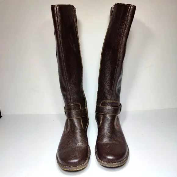 BOC Dark Brown Flat Heeled Inner Zipper Leather Boots Womens Shoe Size 7M