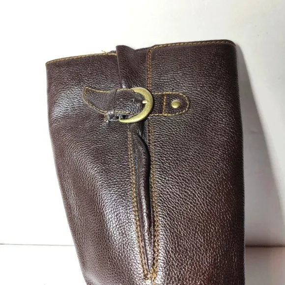 BOC Dark Brown Flat Heeled Inner Zipper Leather Boots Womens Shoe Size 7M