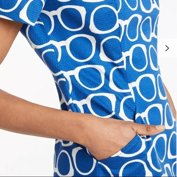 Boden Angela Textured Eye Glasses Dress Riviera Blue