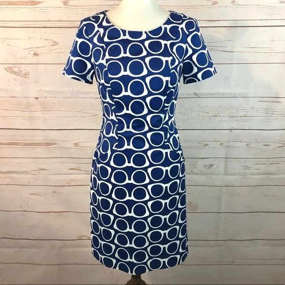 Boden Angela Textured Eye Glasses Dress Riviera Blue