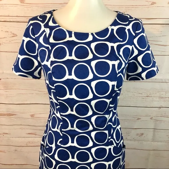 Boden Angela Textured Eye Glasses Dress Riviera Blue