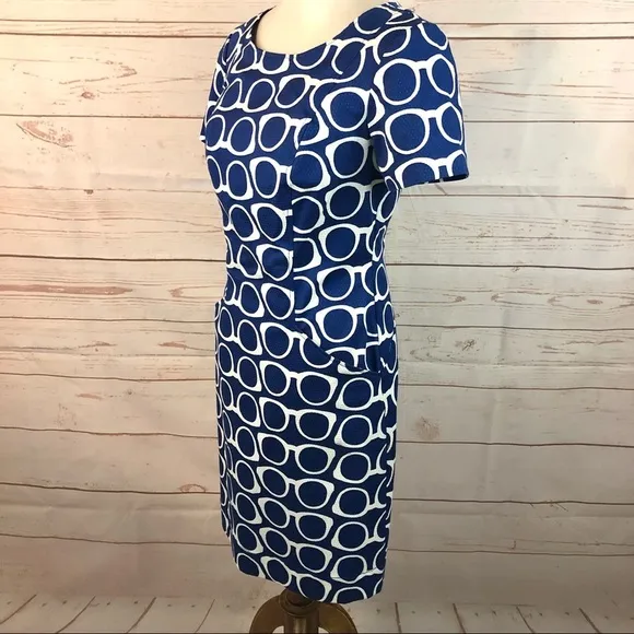 Boden Angela Textured Eye Glasses Dress Riviera Blue