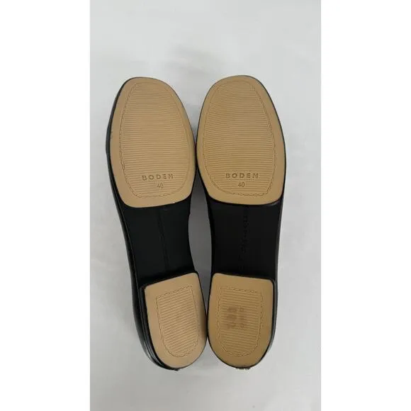 Boden Kitty Leather Flexi Sole Ballet Flats Womens Size 40 Black Gold New Shoes