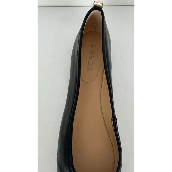 Boden Kitty Leather Flexi Sole Ballet Flats Womens Size 40 Black Gold New Shoes