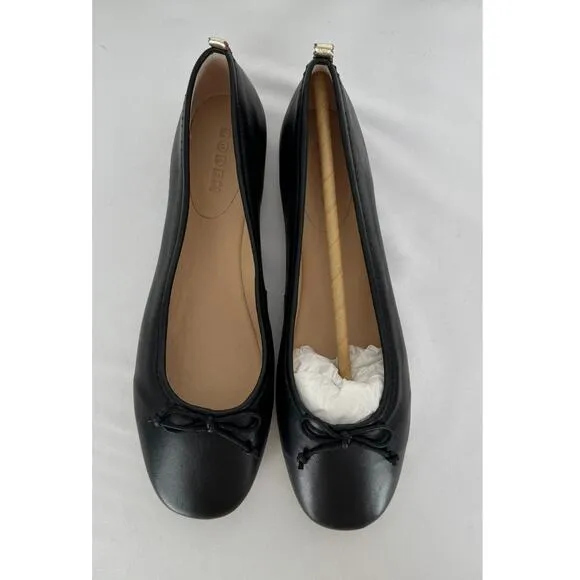 Boden Kitty Leather Flexi Sole Ballet Flats Womens Size 40 Black Gold New Shoes
