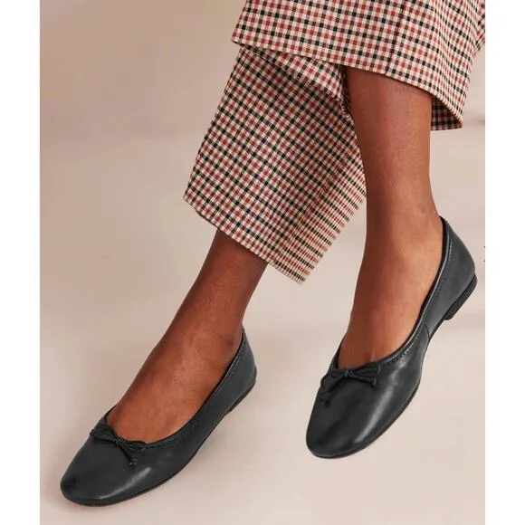 Boden Kitty Leather Flexi Sole Ballet Flats Womens Size 40 Black Gold New Shoes