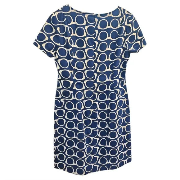 Boden Mod Angela Textured Eye Glasses Pocket Dress Navy Riviera Blue 10 L