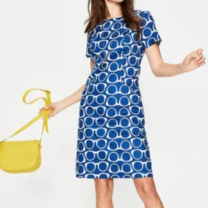 Boden Mod Angela Textured Eye Glasses Pocket Dress Navy Riviera Blue 10 L