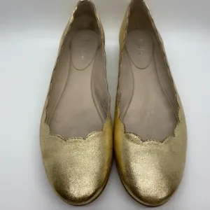 Boden Soft Gold Scalloped Leather Flat Size 39