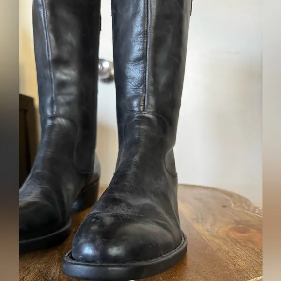 Born ‘Berry’ Leather Knee High Moto Riding Boot Buckles Bikercore Steampunk Flat
