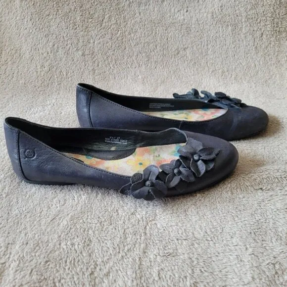 Born black leather flats size 9.5