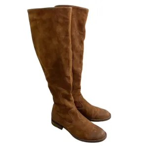 Born Brown Suede Over the Knee Boots Women's Size 8.5 Back Zip Flat Almond Toe