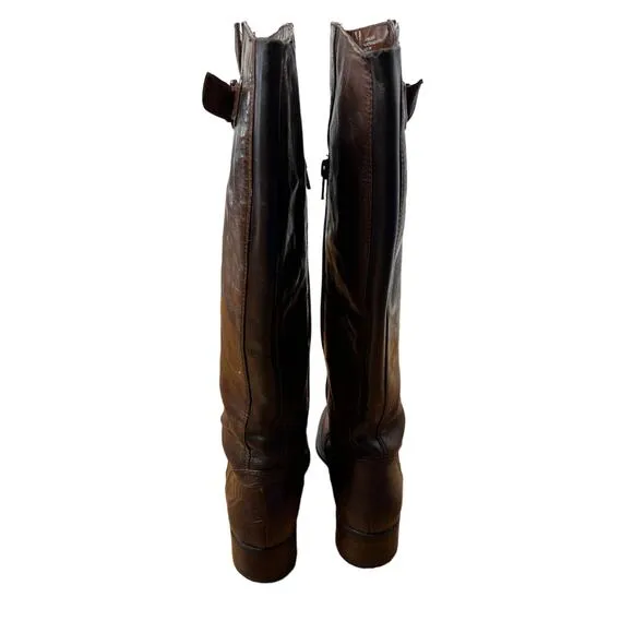 Born Crown 5.5 Roxie Leather Tall Riding Boots COMFORT Wide Calf Flat Brown EU36