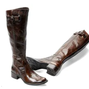 Born Crown 5.5 Roxie Leather Tall Riding Boots COMFORT Wide Calf Flat Brown EU36