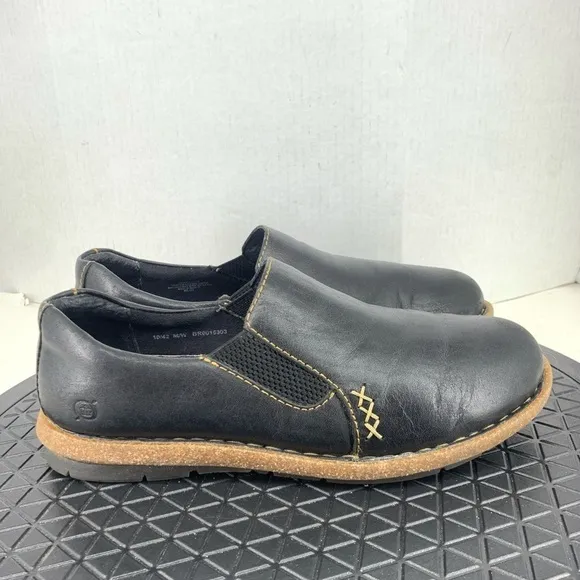 Born Men 42 Size 10 Shoes Black Leather Bryson Clogs Slip On Loafers Sneakers