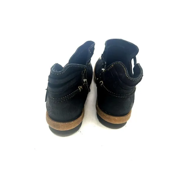 BORN Tarkiln 7.5 Shoes Black Suede Leather Ankle Bootie Distressed Moccasins