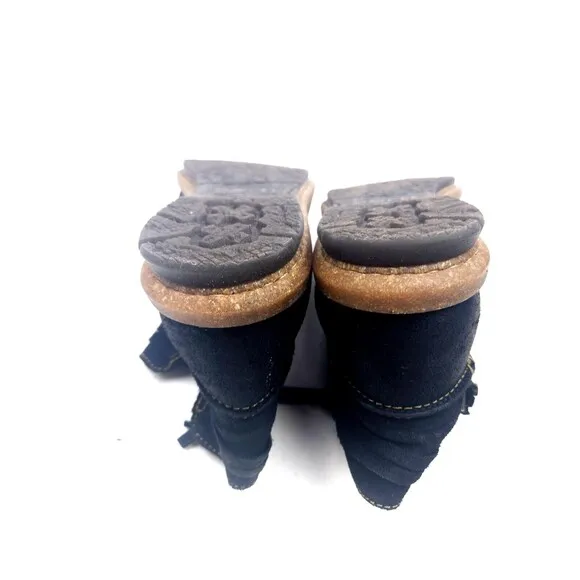 BORN Tarkiln 7.5 Shoes Black Suede Leather Ankle Bootie Distressed Moccasins