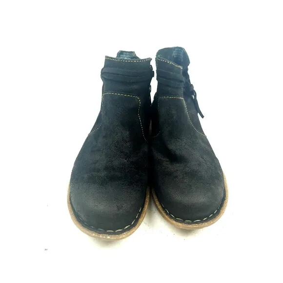 BORN Tarkiln 7.5 Shoes Black Suede Leather Ankle Bootie Distressed Moccasins