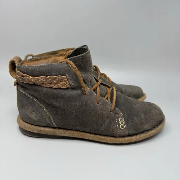 Born Temple Ankle Boots Women's 9.5M Brown Suede Leather Comfort Chukka