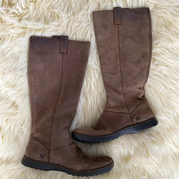 Born Women's Brown Swede Leather Tall Boots - Great Condition