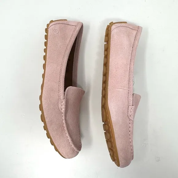 Born Women's Pink Leather Driving Loafers Suede