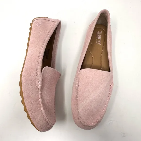 Born Women's Pink Leather Driving Loafers Suede