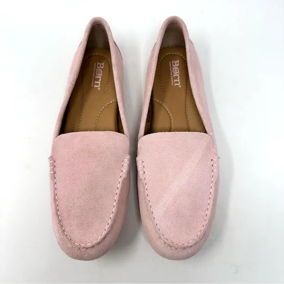 Born Women's Pink Leather Driving Loafers Suede
